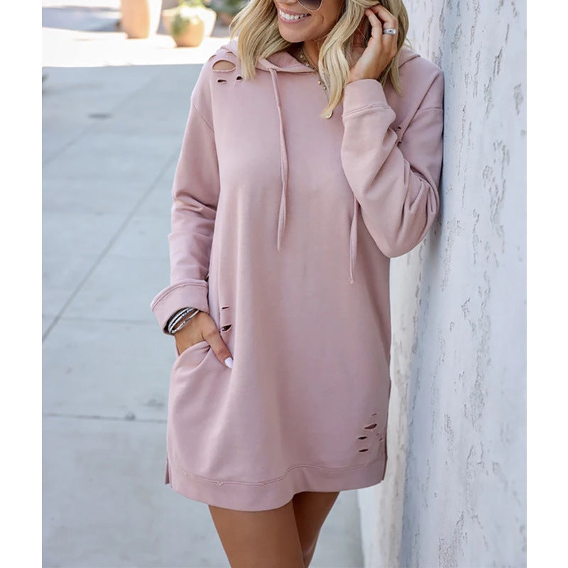 Women's Casual Loose Long Sleeve Hooded Jacket