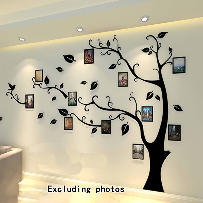 1 Set Photo Wall Acrylic Decal, Creative Tree Silhouette Green Leaves Self-Adhesive Removable Waterproof Decorative Wall Sticker, Share Your Memory, For Entryway, Porch, Living Room, Bedroom, Home…