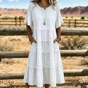 Solid-color Printed Loose-fitting Dress for Women