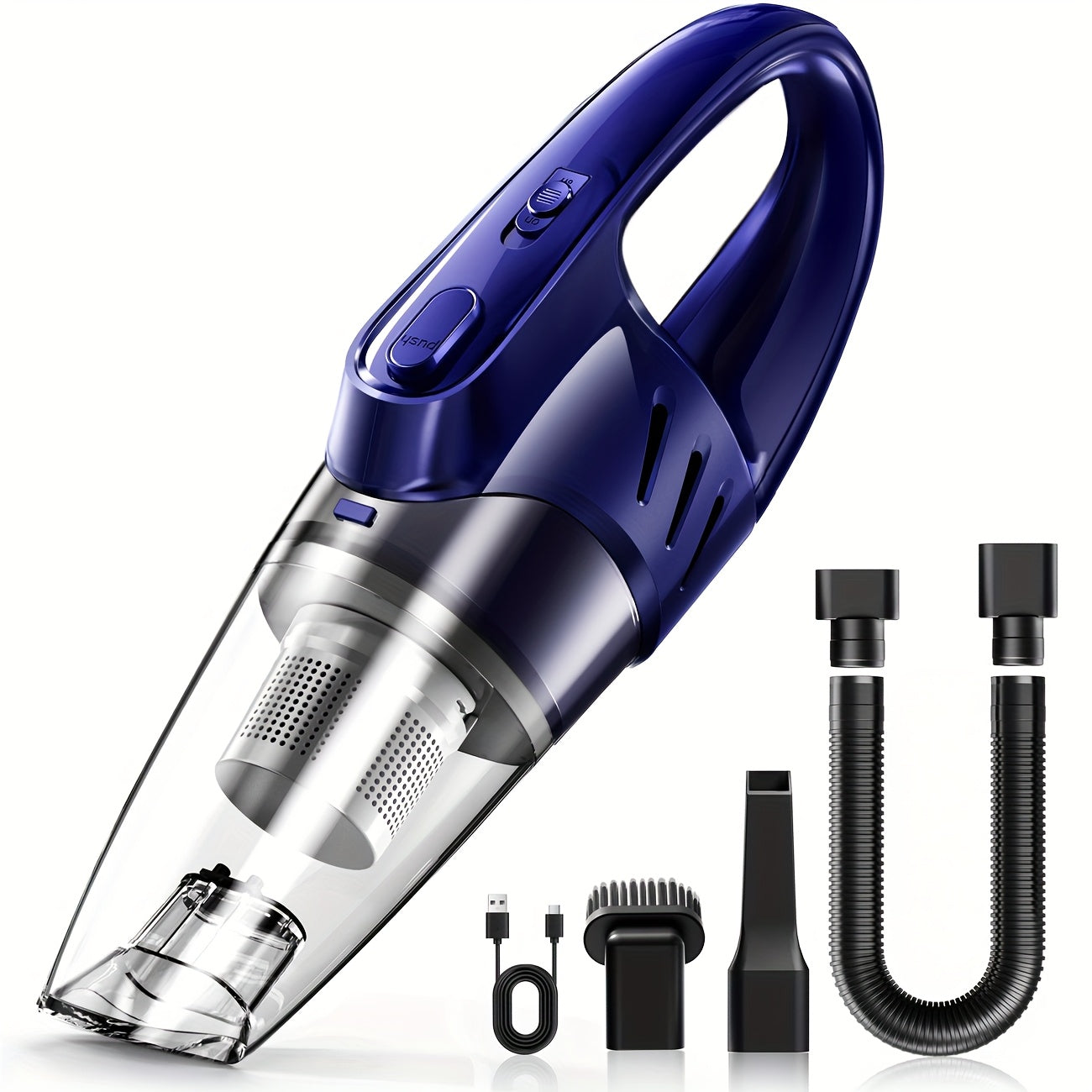 6000PA Handheld Car Vacuum Cleaner, 2000mAh Battery, Low Noise, Large Capacity, 5 Attachments – Pink