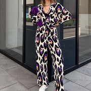 Casual Women's Jumpsuit Set with High Waist Wide Leg Pants