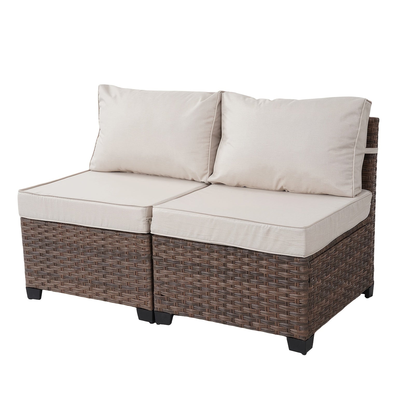 [Outdoor Sectional Sofa] Raised Patio Furniture Set, 2piece/3piece/4piece/6piece Wicker Outdoor Patio Furniture Sets With Cushions And Coffee Table, Outdoor Sectional Boho Patio Conversation Set Sectional Sofa For Backyard, Porch, Beige/Blue