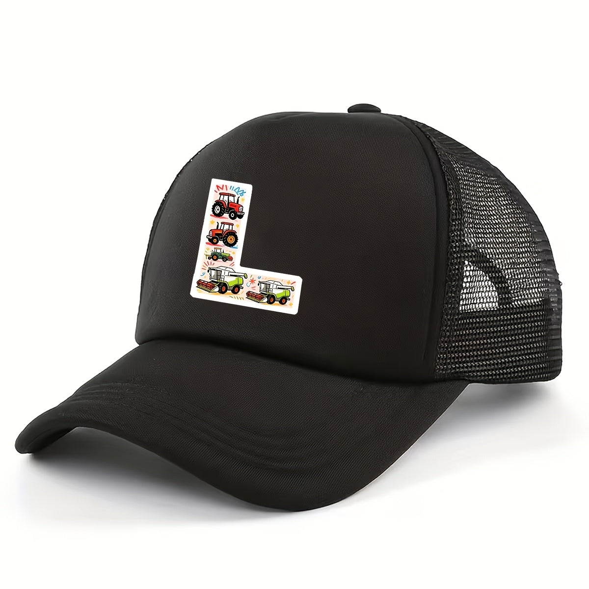 Adjustable Construction Vehicle Printed Trucker Hat for Kids