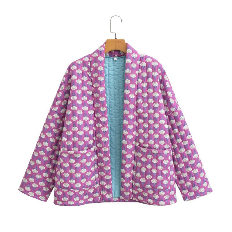 Quilted Print Cotton-Padded Jacket