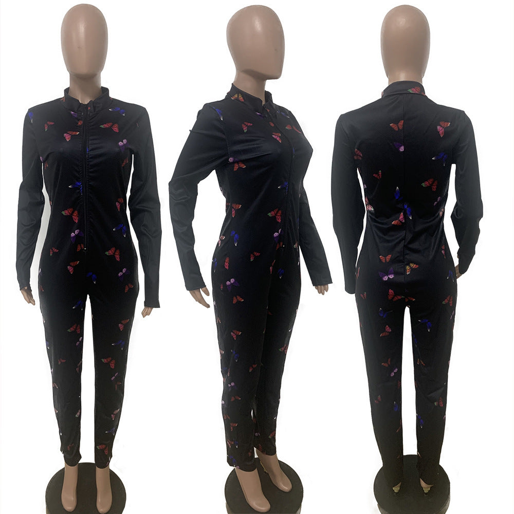 Women's Printed Patchwork Yoga Flare Jumpsuit