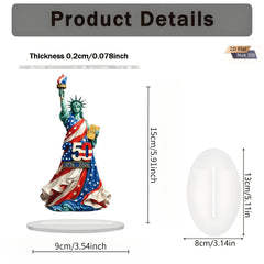 2D acrylic Statue of Liberty and American flag ornament