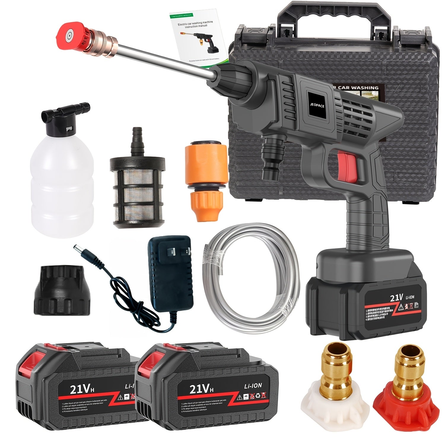 Cordless High Pressure Car Wash Foam Gun with Adjustable Nozzle, Portable Power Cleaning Tool for Car and Garden