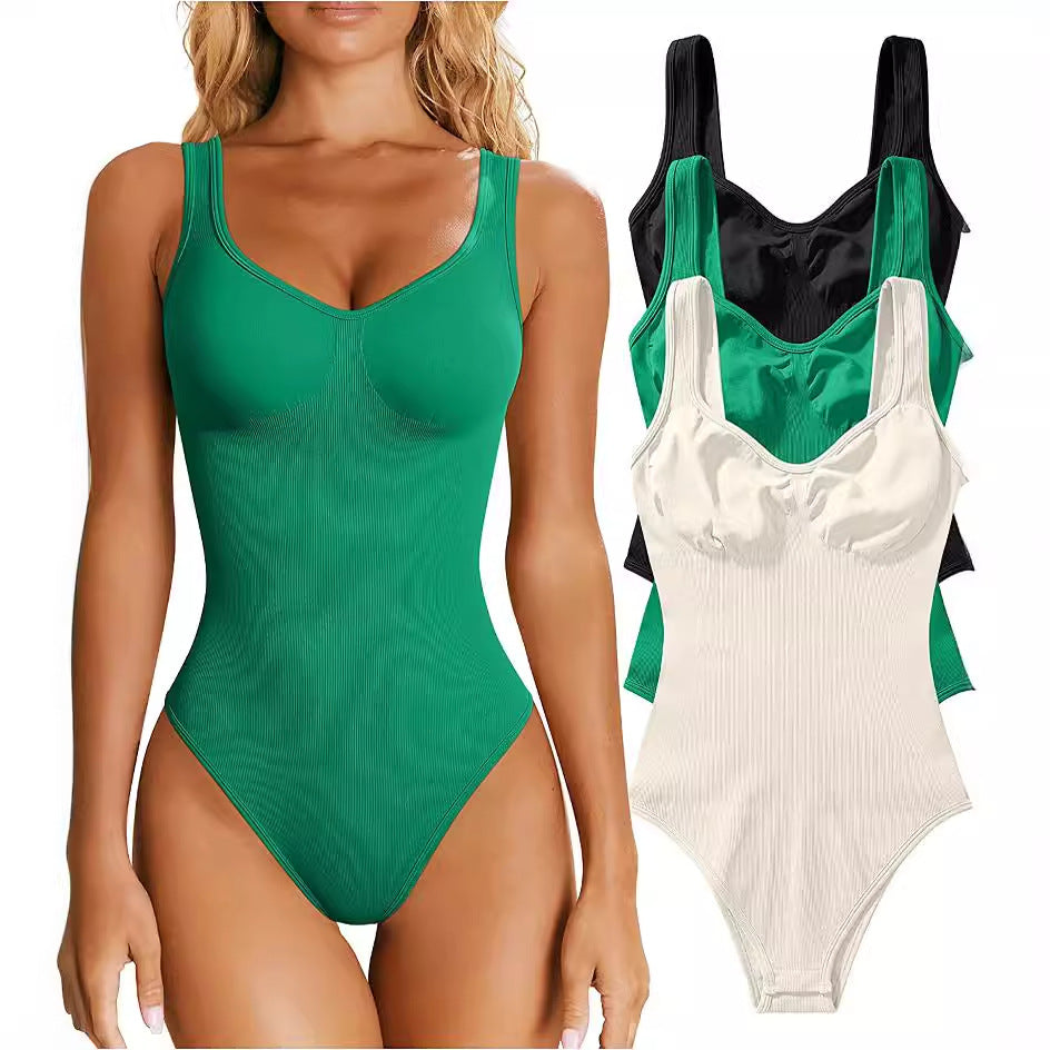 Women's Sunken Stripe Rib Sleeveless Vest Jumpsuit