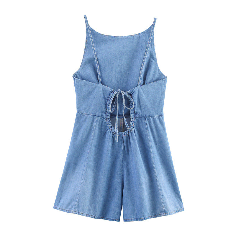 Chic Summer Off-the-Shoulder Denim Jumpsuit