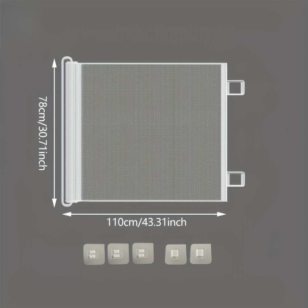 1 Easy-To-Install No-Drill Retractable Fence - Portable Cat & Dog Safety Barrier For Small Animals, Indoor/Outdoor Use, Garden Protection Screen With Simple Mesh Design, Sturdy Frame Structure, Lig...