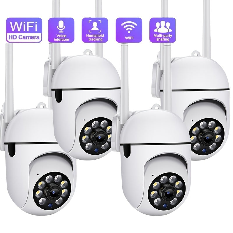 4pcs 1080P/5G Wireless WiFi Camera/color Night Vision/two-way Audio/360-degree Pan/tilt/zoom, AI Motion Tracking And Detection/home Security Monitoring/spotlight, And Alarm/cloud Storage And SD Car...