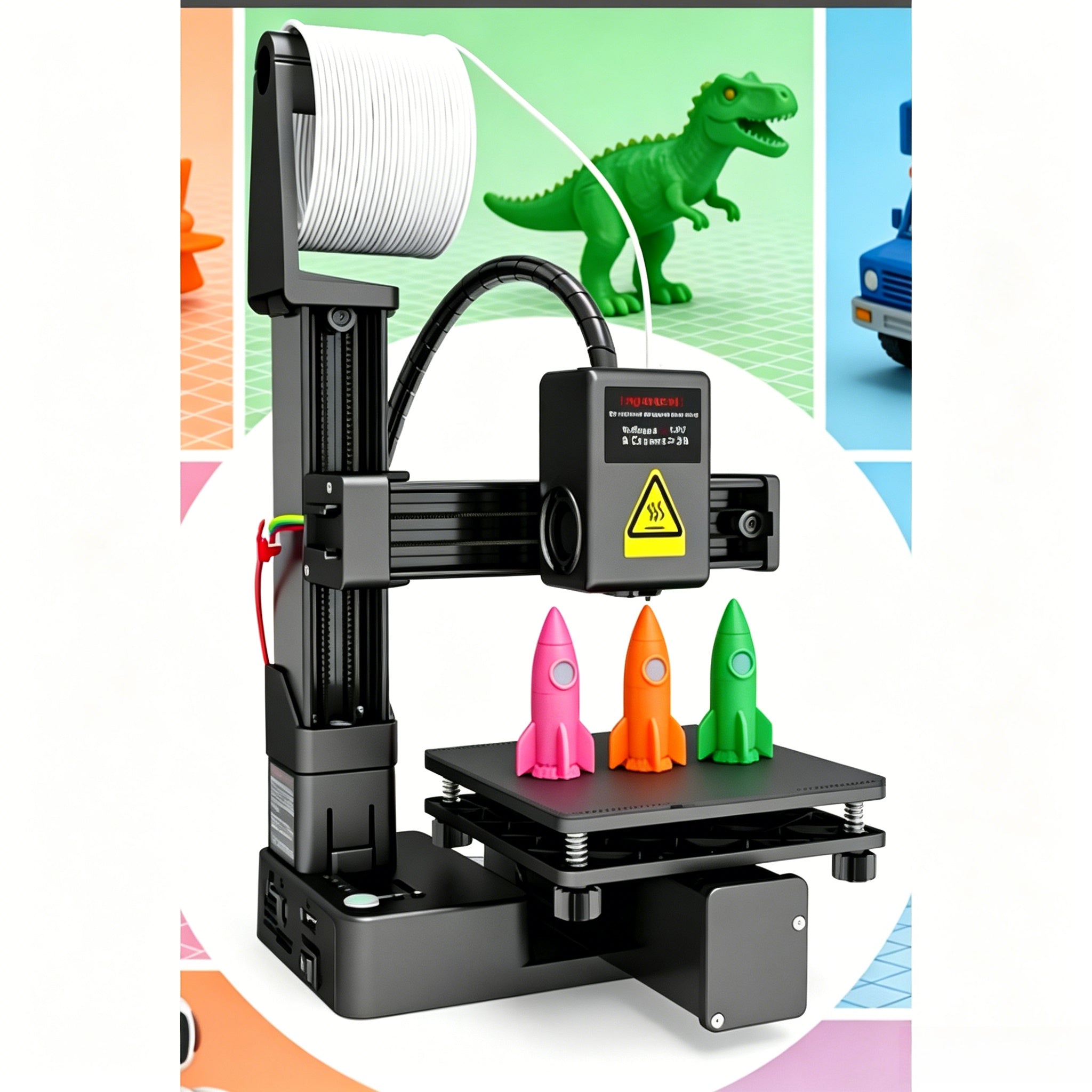 Mini High‑Precision 3D Printer with 100 mm × 100 mm × 100 mm Build Volume – Low Vibration, Quiet Operation – Ideal for Beginners, Home, Education and Model Making