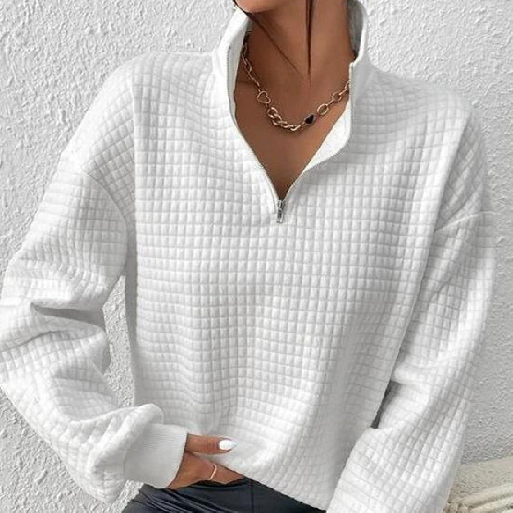 Chic Colorblock Stand Collar Pullover Sweater