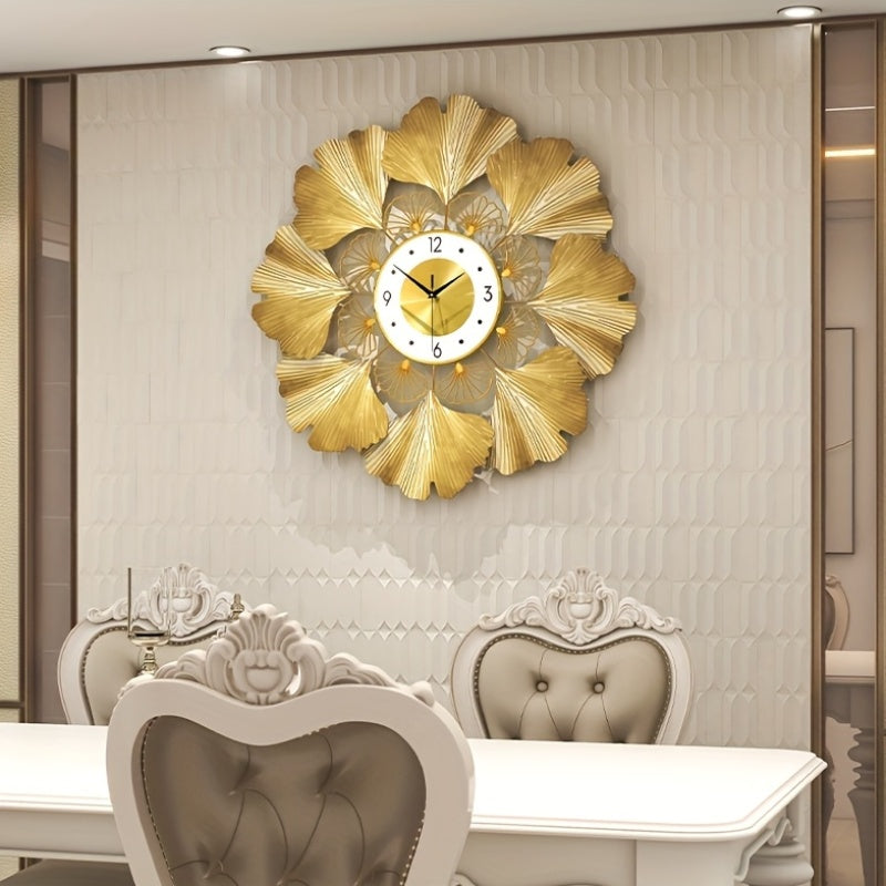 Modern Large Wall Clock Decorative Metal Mid Century Wall Clocks, Golden Big Silent Non-Ticking Clock, Modern Handmade Home Art Decor for Living Room, Bedroom, Dining Room, 28 Inch, Room Decor