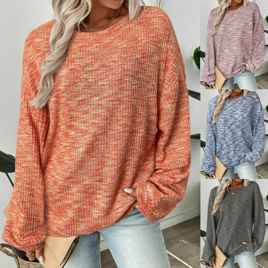 Cozy Long-Sleeve Patchwork T-Shirt – Relaxed Fit, Trendy Colors
