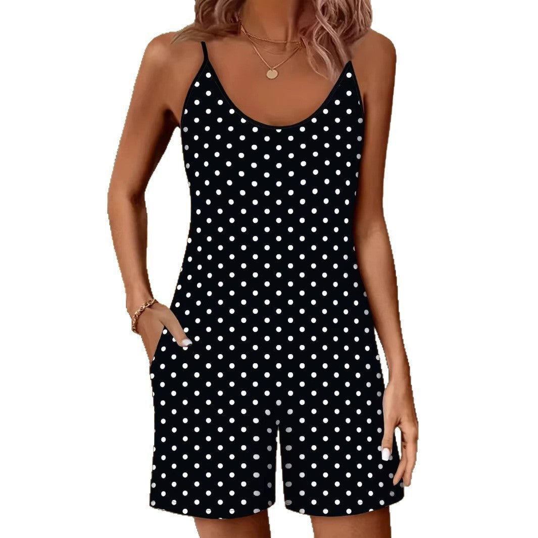 Casual Sleeveless Cropped Straight-Leg Jumpsuit with Pockets