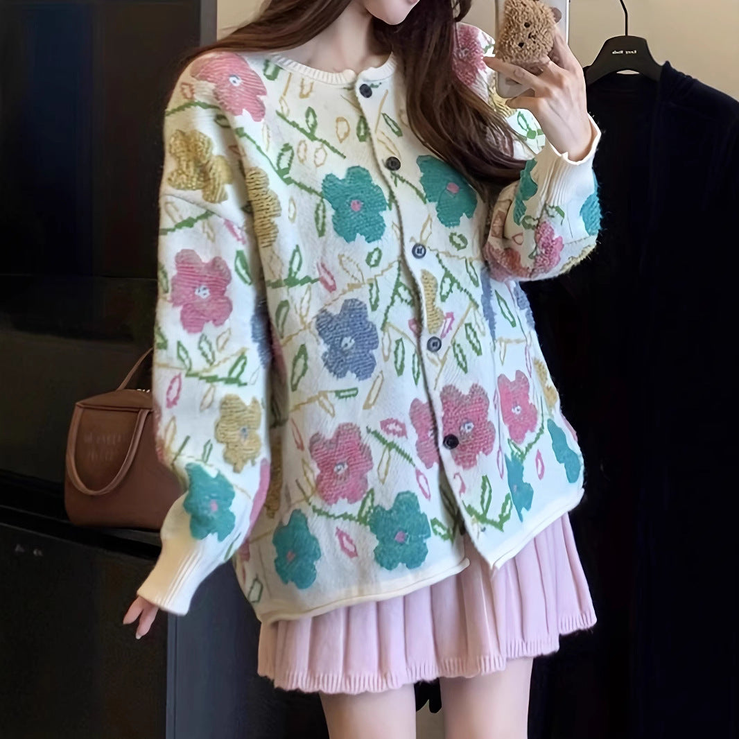 Casual Loose-fit Cozy-style Sweater Coat Versatile for Women