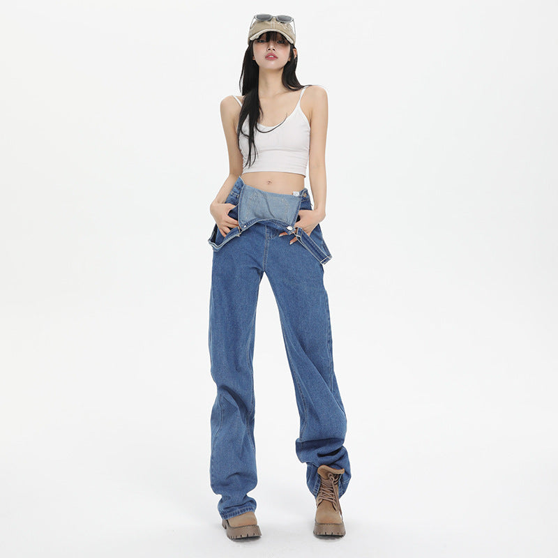 High Street Denim Suspender Pants Women's Summer
