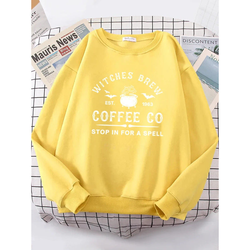 Witches Make Coffee Cute Letter Print Hip Hop Hoodie