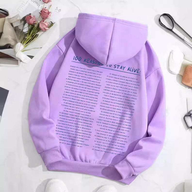 Cozy Fleece-Lined Letter Print Hoodie with Pockets