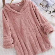 Plus Size Women's Solid Color Long Sleeve Hooded Fleece-Lined Plush Sweatshirt