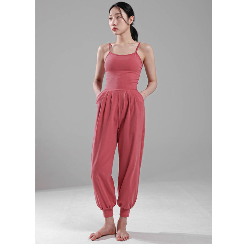 Sleeveless Ankle-Tied Yoga Romper for Fitness & Running