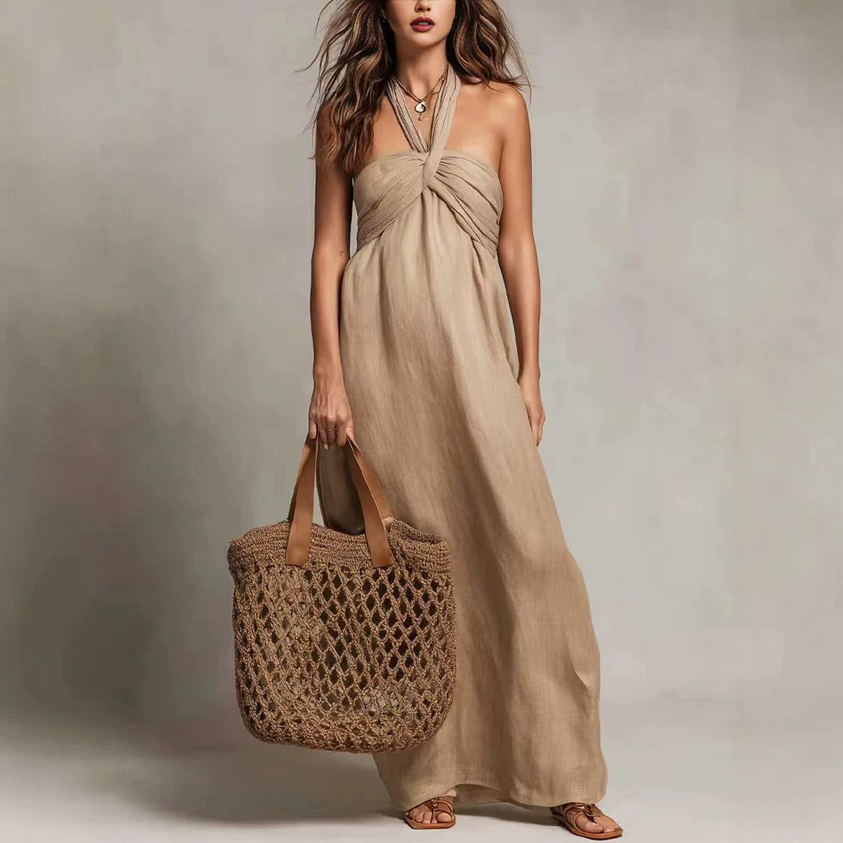 Womens Relaxed-fit Beach Vacation Dress