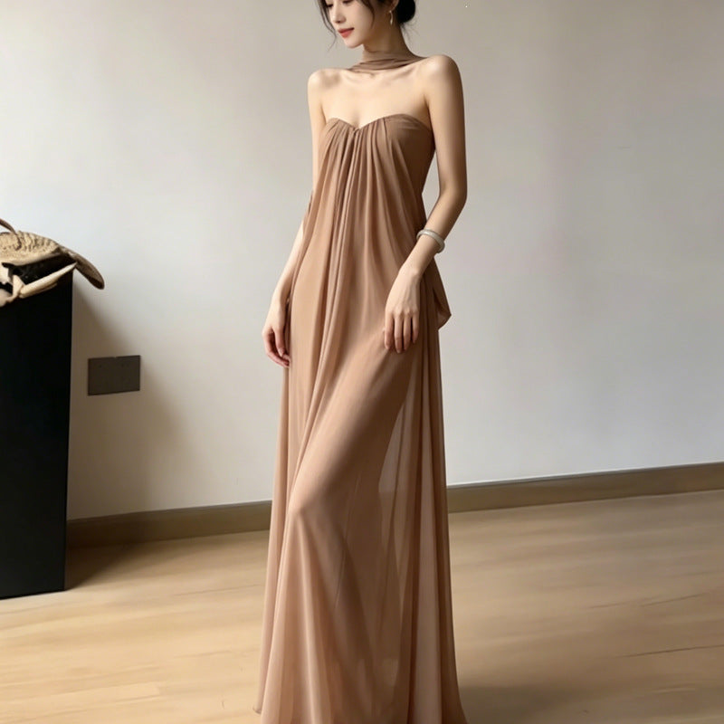 Springsummer Soft-style Strapless Mesh Dress for Women