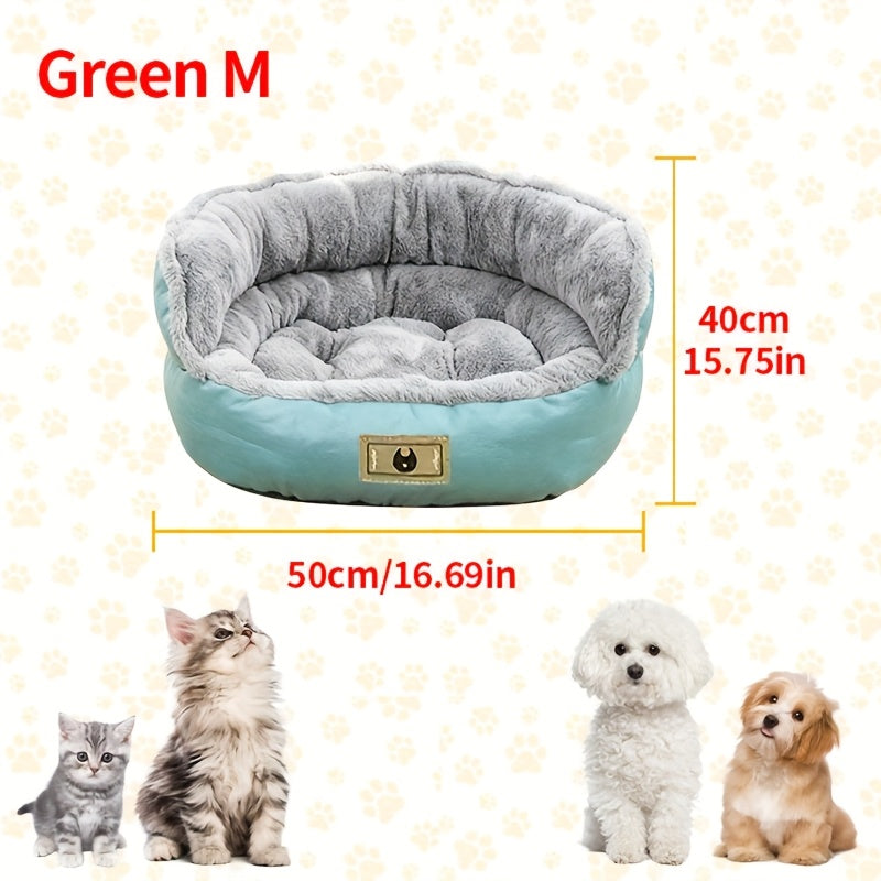 Cozy Plush Dog Bed With Plush Cushion - Soft Warm Bed For Small/medium Dogs, Durable Polyester, Machine Washable, Round Design With Heart Cutouts, Pet Bedding  Playful Dog Bed  Plush Polyester Bed
