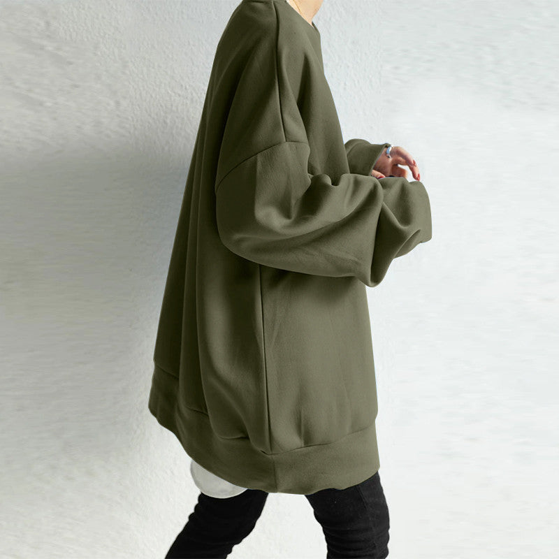 Women's Cozy Round Neck Loose Pullover Sweater