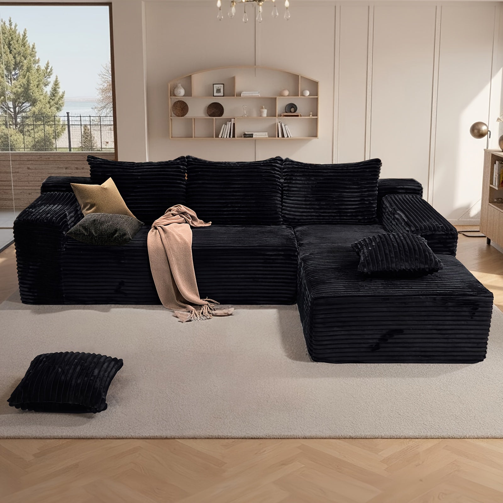 Modern Modular L-Shaped Sectional Sofa Set with Chaise Lounge