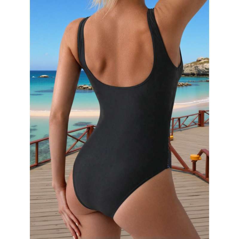 Tight-fitting Patchwork One-piece Bikini