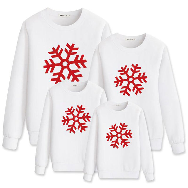 Matching Family Christmas Snowflake Sweatshirt Casual Holiday Top