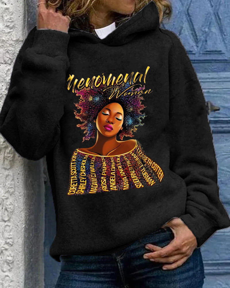 Girls Cute Printed Hooded Sweater Cozy Fall Winter Pullover
