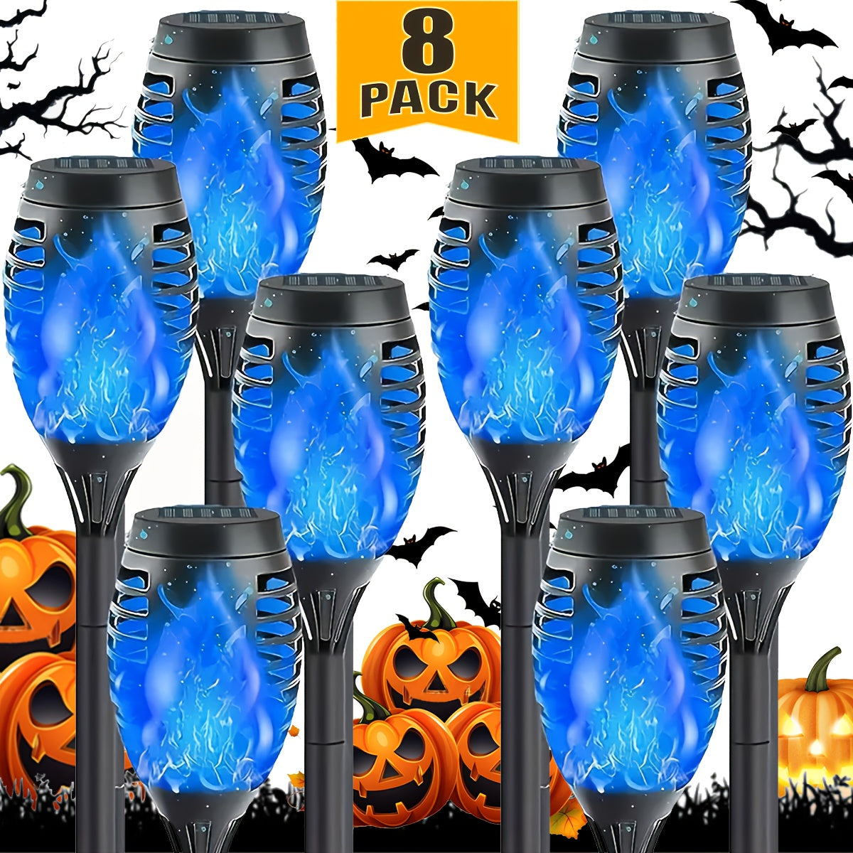 8 Packs Of Solar Torch Lamps for Outdoor Use, Dancing And Flickering Flame Torch Lamps for Landscape Decoration, Suitable for Lawns, Gardens, Courtyards, Wedding Parties