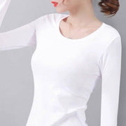 Women's Slim Solid Color Thermal Warm Base Layer Top