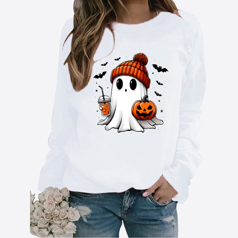 Halloween Print Long Sleeve Pullover Sweater