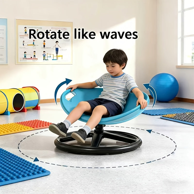 Autism Therapy Spin Chair with Oval Eggshell Design, Blue/Orange, Anti‑Slip Metal Base – Training & Rehabilitation