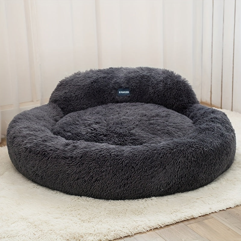 Fluffy And Warm Dog Bed, 100Cm/39.37In, Suitable For Indoor Autumn And Winter, Suitable For Small Dogs, Medium Dogs And Cats, With A Pillow To Protect The Neck, Soft And Full Filling, Not Easy To C...