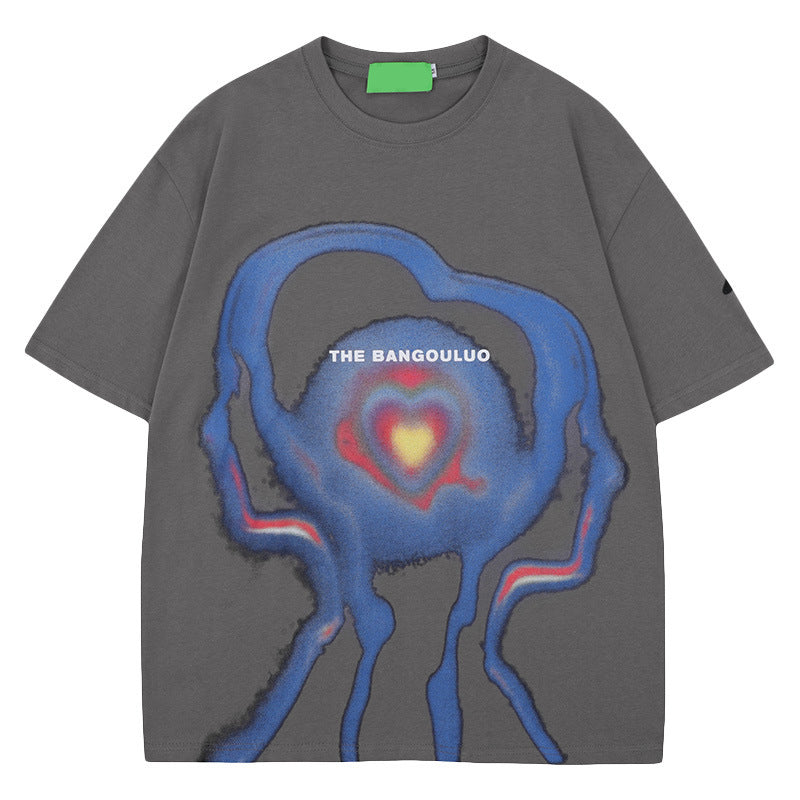 3D Alien Print Casual Loose Short Sleeve T-Shirt