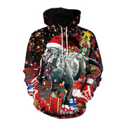 Festive Elk Christmas Print Couple Hooded Sweater