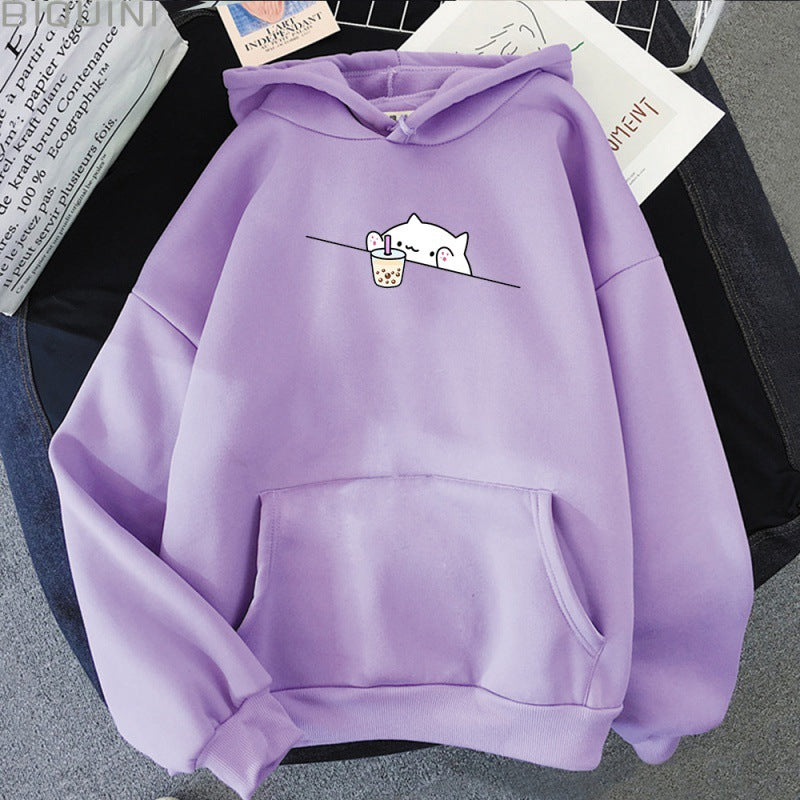 Cozy Streetwear Letter Print Women's Hooded Sweatshirt