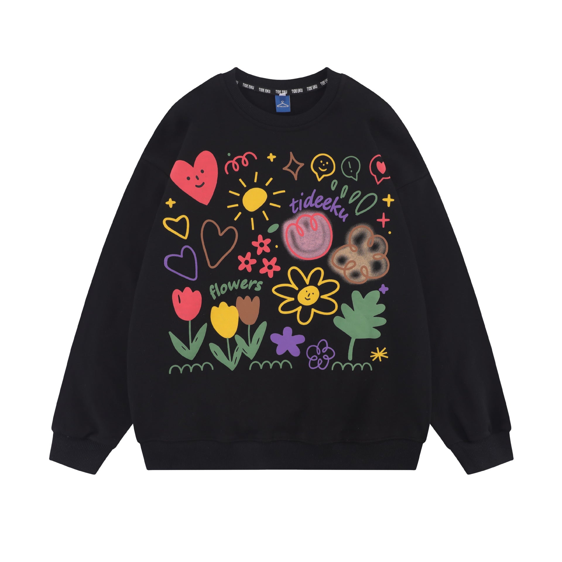 Floral Print Loose Streetwear Couple Sweatshirt