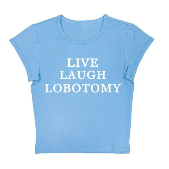 Slim Fit Letter Print Short Top – Midriff‑Baring Street Style