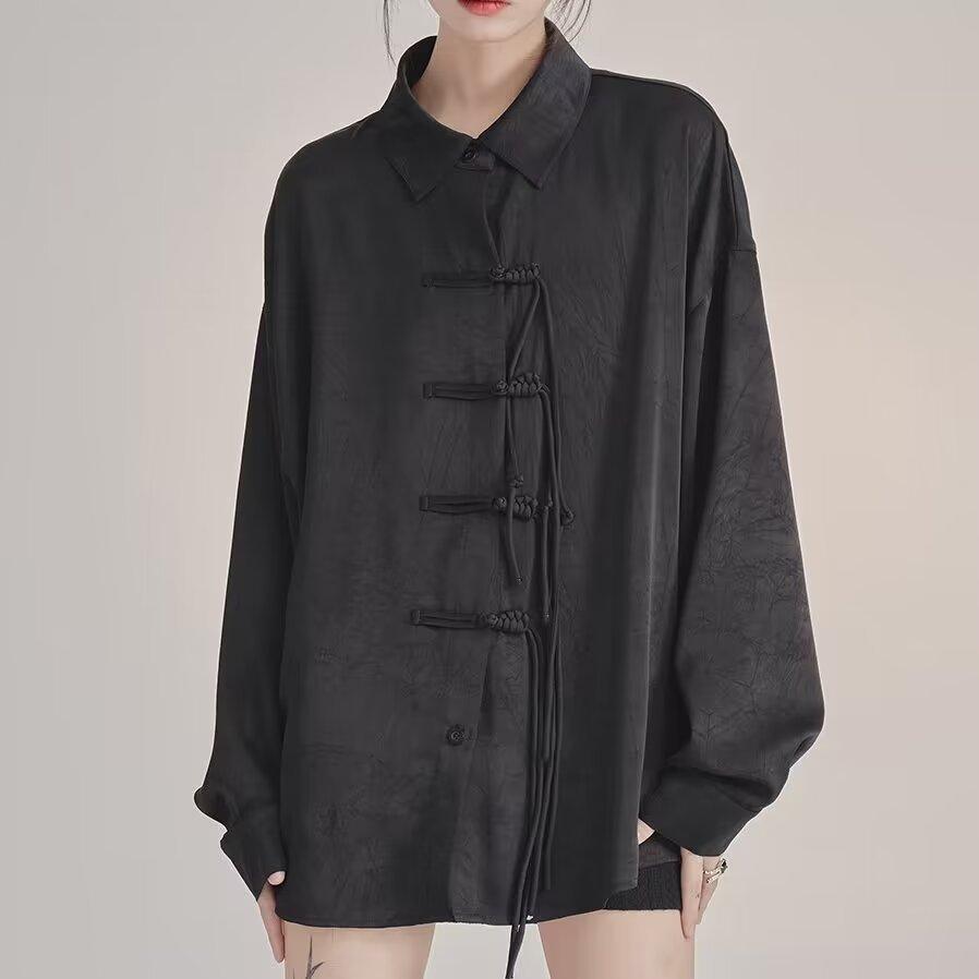 Chinese Lapel Chinese Knot Button Shirt Teenagers