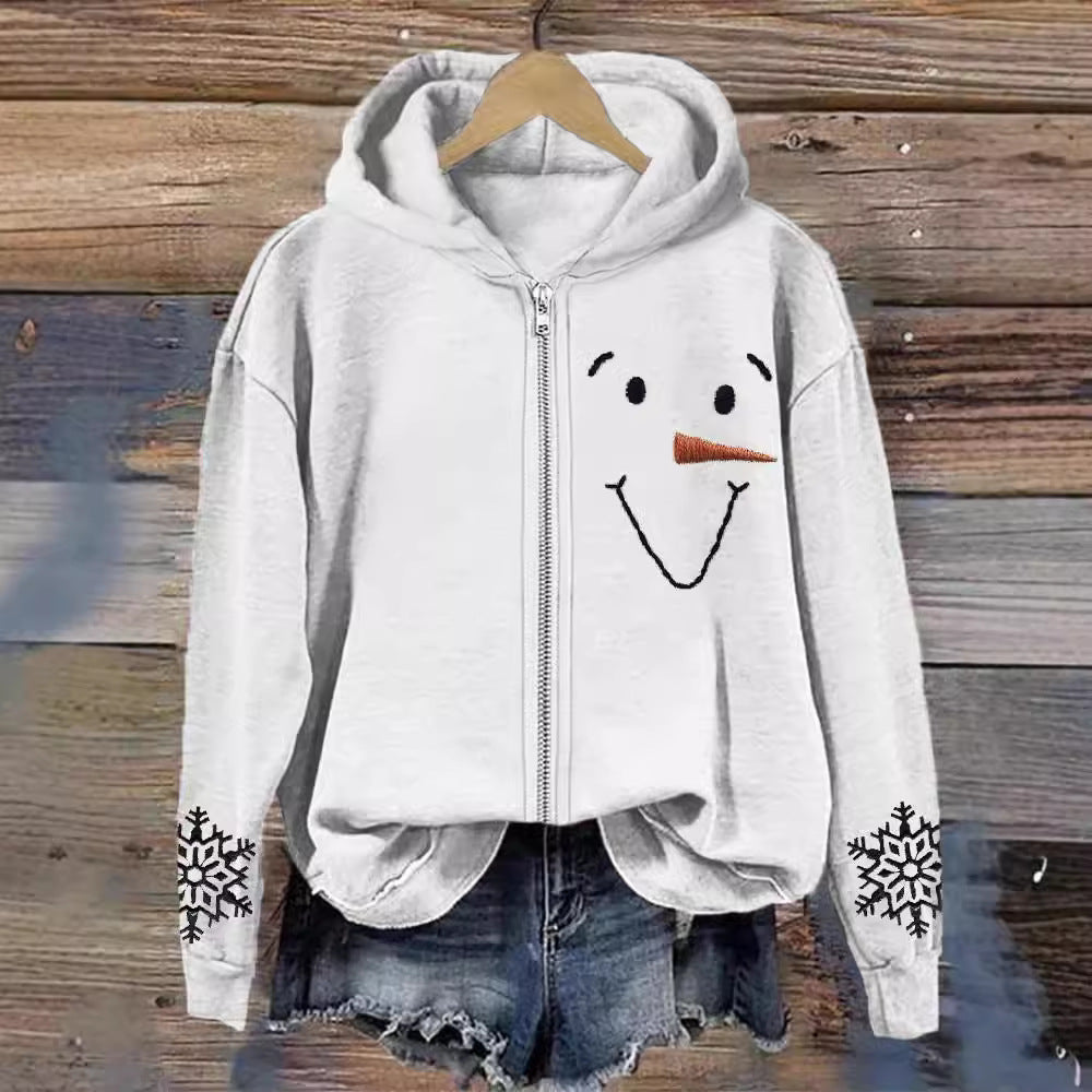 Digital Print Zipper Hooded Sweatshirt