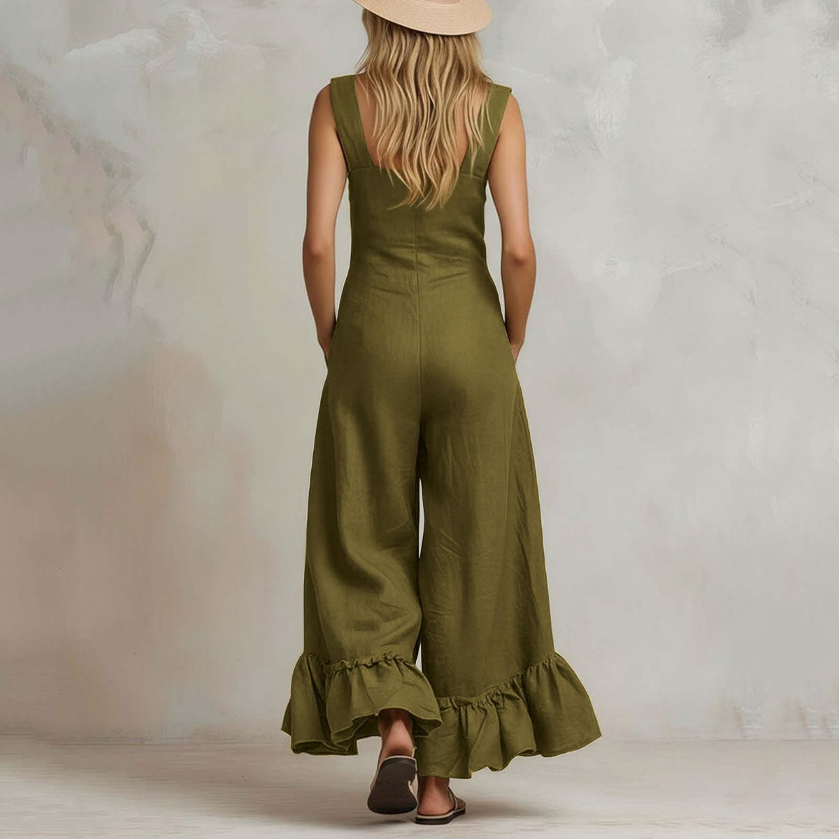 Chic Wide-Leg Flounce Strap Jumpsuit for Women