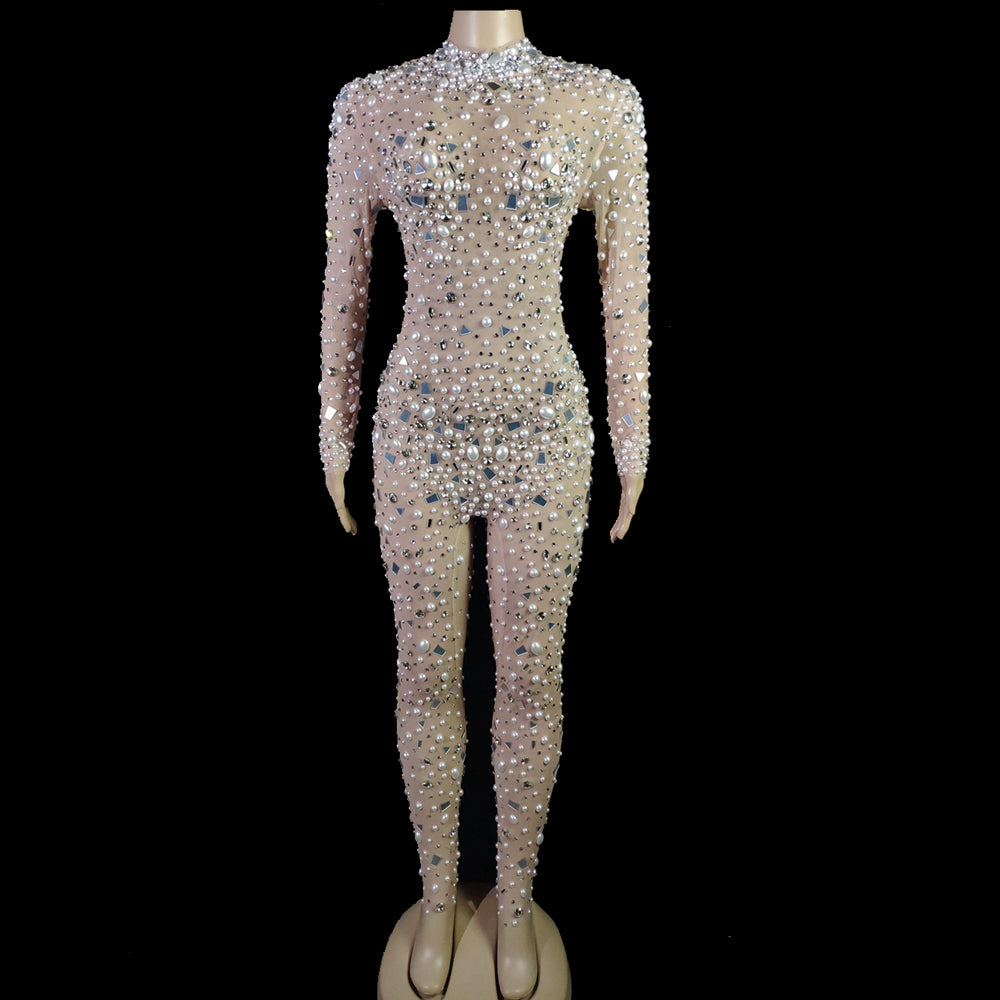 Sequin Long Sleeve Jumpsuit for Women - Slim Fit