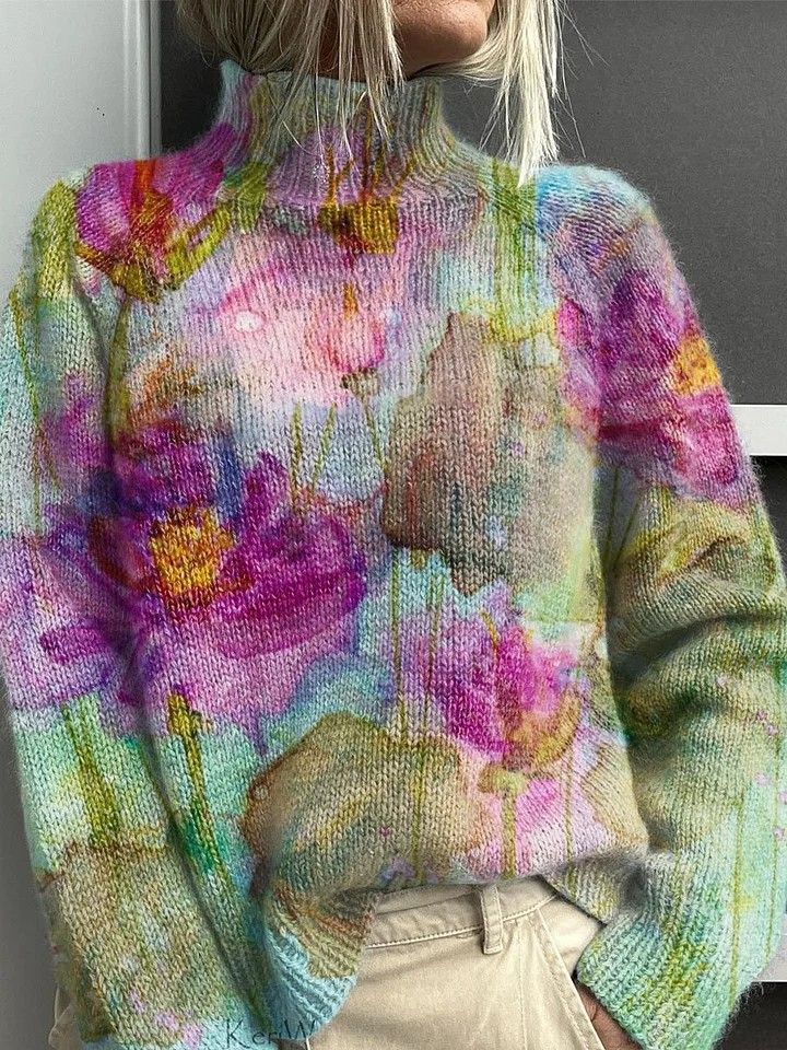 Women's 3d Digital Printing Fresh Cloak Coat Sweater Pullover