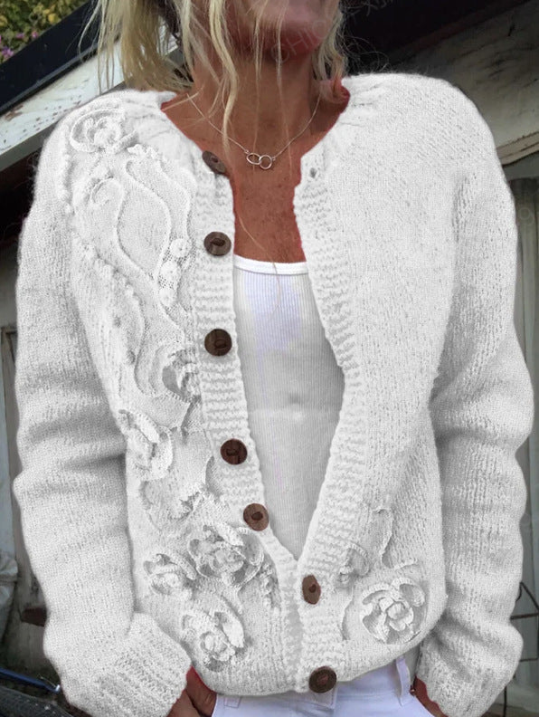 Women's 3D Digital Print Knitted Cardigan Sweater